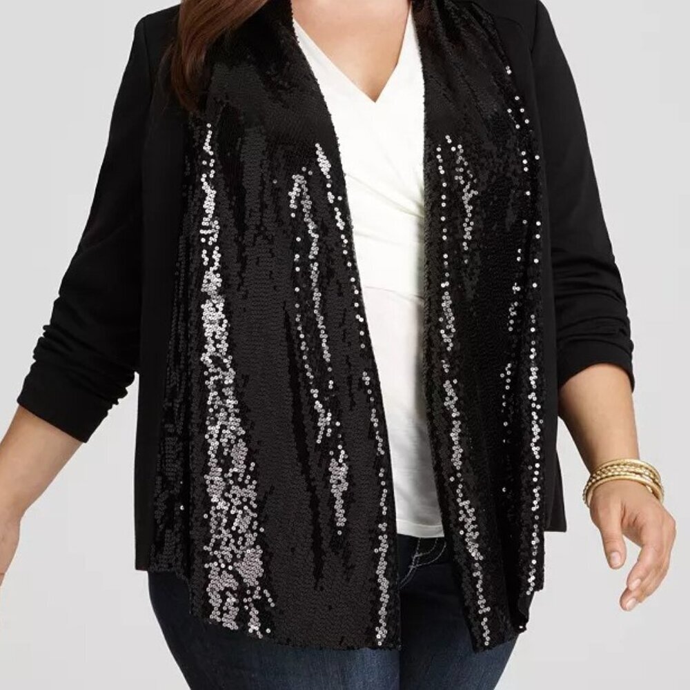 Calvin Klein Sequin Front Scarf Jacket Medium